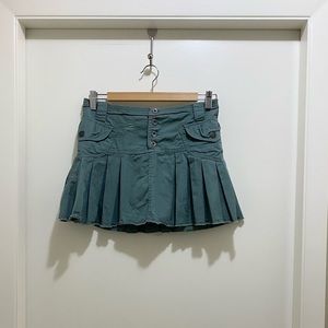 Diesel Pleated Button Mini Skirt with Snap Pockets Teal 25